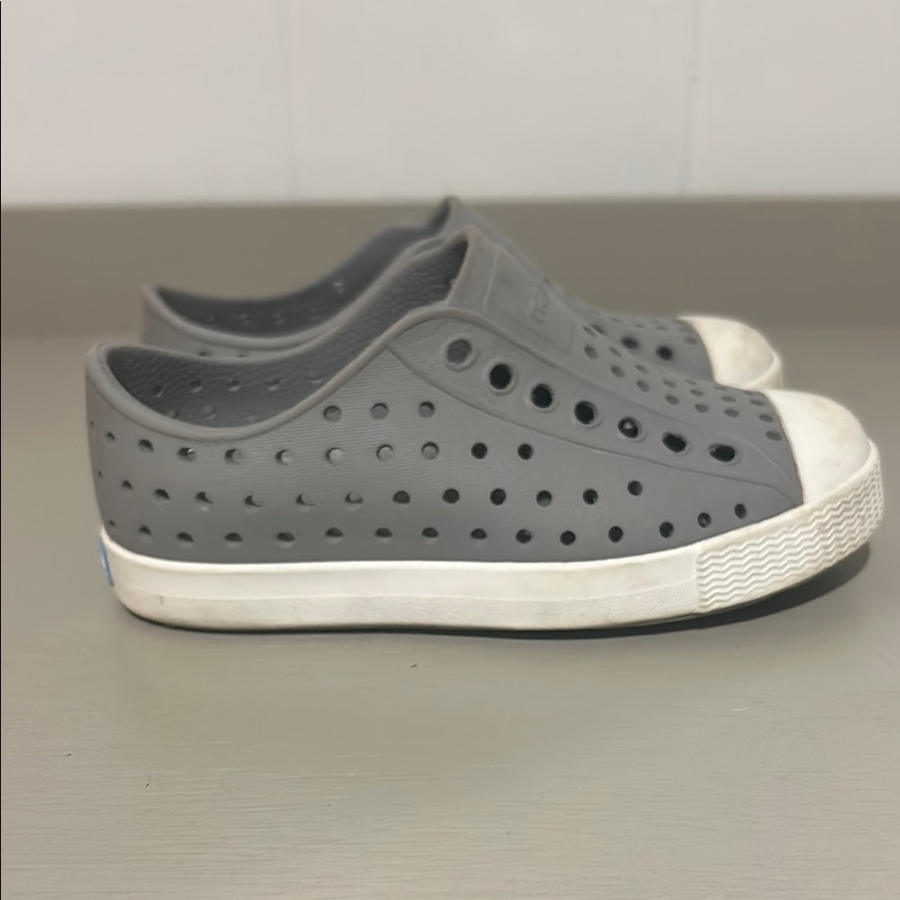 Native Gray and White Slip-On Water Shoes